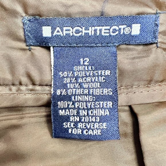 Architect Women's 12 Brown Houndstooth Straight Skirt Back Zip Pockets - Picture 4 of 6